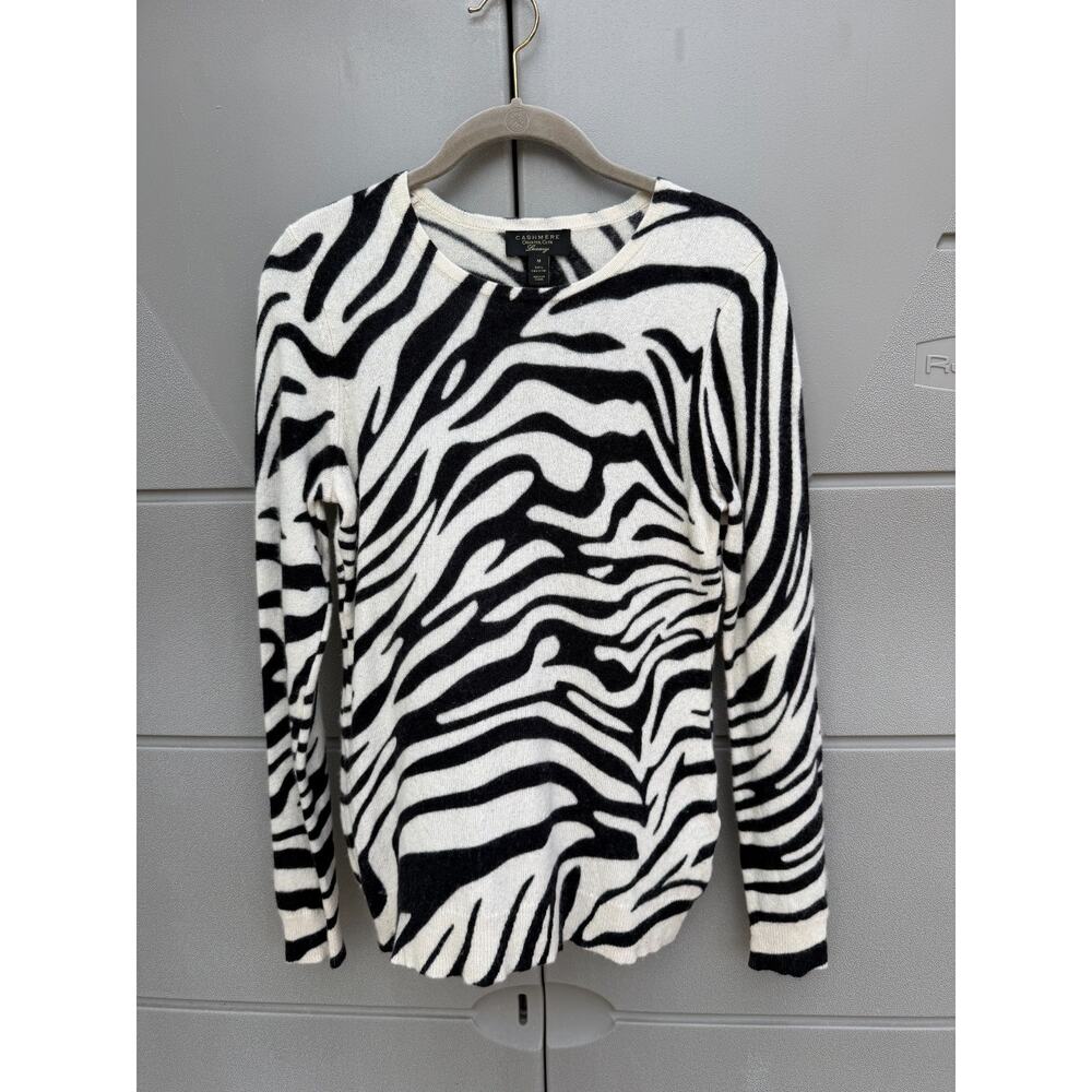 Charter Club Luxury 100% Cashmere Zebra Print Sweater Sz M Quiet Luxury Old Mone - Picture 4 of 10